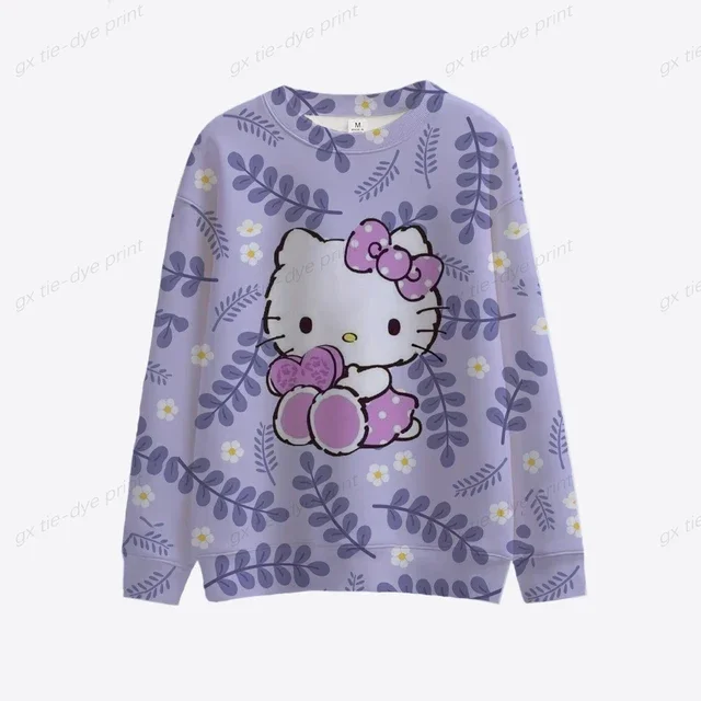 thumbnail image 1 of Sudadera con cuello redondo y manga larga con estampado de Hello Kitty para mujer, ropa de otoño, estilo informal, con dibujos animados, estilo japonés, 1 of 5