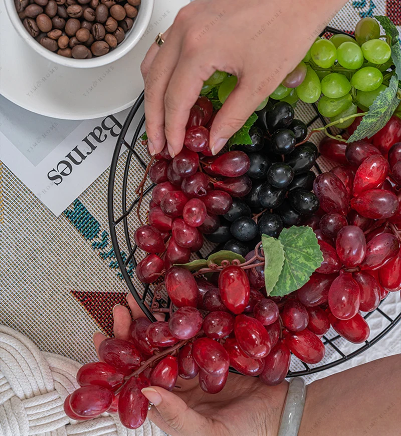 36/85Heads Simulation Grapes String Model Lifelike Fake Fruits Green Grapes Photography Props for Wedding Party Holiday Ornament artificial fruits and vegetables artificial grapes