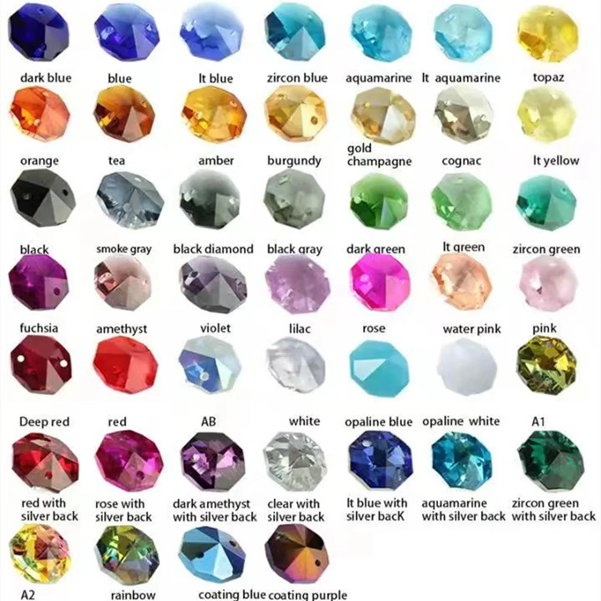 Crystal Beads Garlands Crystal Beads All Colors 14mm Crystal Glass Octagon Beads Chains 1m Hanging Strand Garlands for Curtain Decor Home Wedding FengShui Decoration