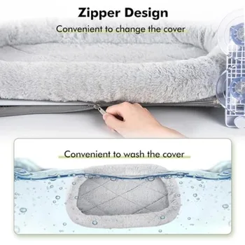 Cordless Cat Window Perch Cat Hammock for Wall with 4 Strong Suction Cups Solid Metal Frame and Two Replaceable Covers Foldable 3