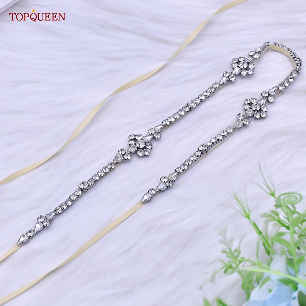 TOPQUEEN S59 Thin Women Dress Belt Silver Rhinestone Bridal Wedding Accessories Female Party Evening Gown Decoration Girdles baby crown photography props fashion pearl rhinestone glitter gold silver photo birthday party decoration girls princess