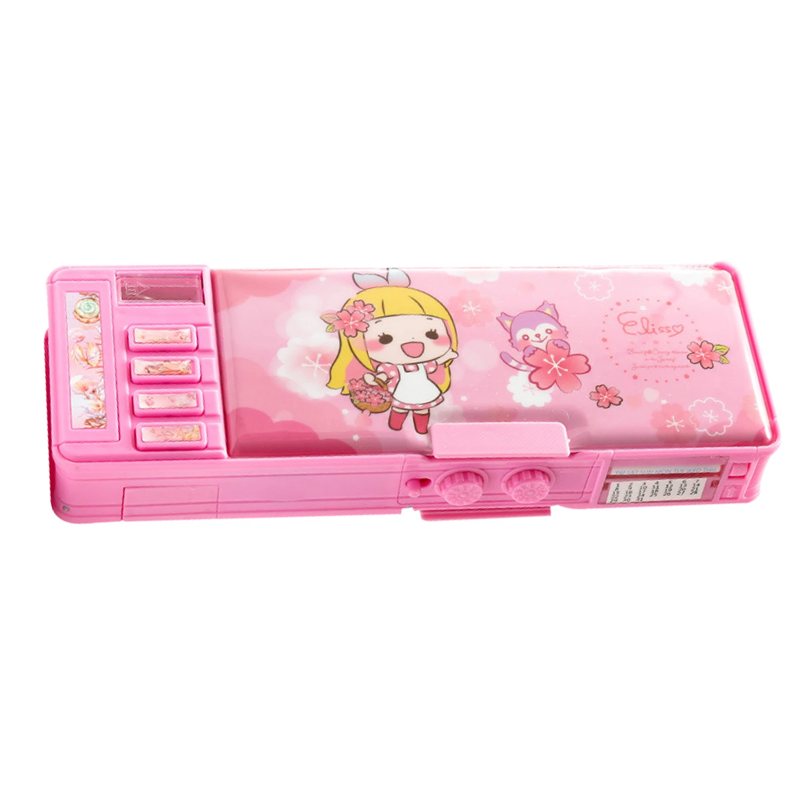 

Милый мультяшный график для девочек, школьный карандаш, большой размер, многофункциональный футляр для ручек, держатель для замка паролем, линейка