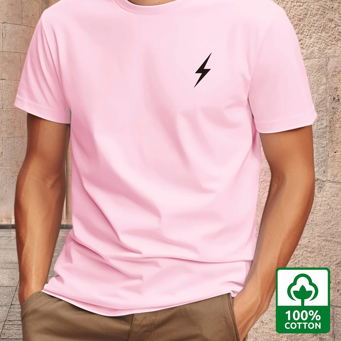 تي شيرت رجالي صيفي 100% من القطن الخالص كاجوال فضف...