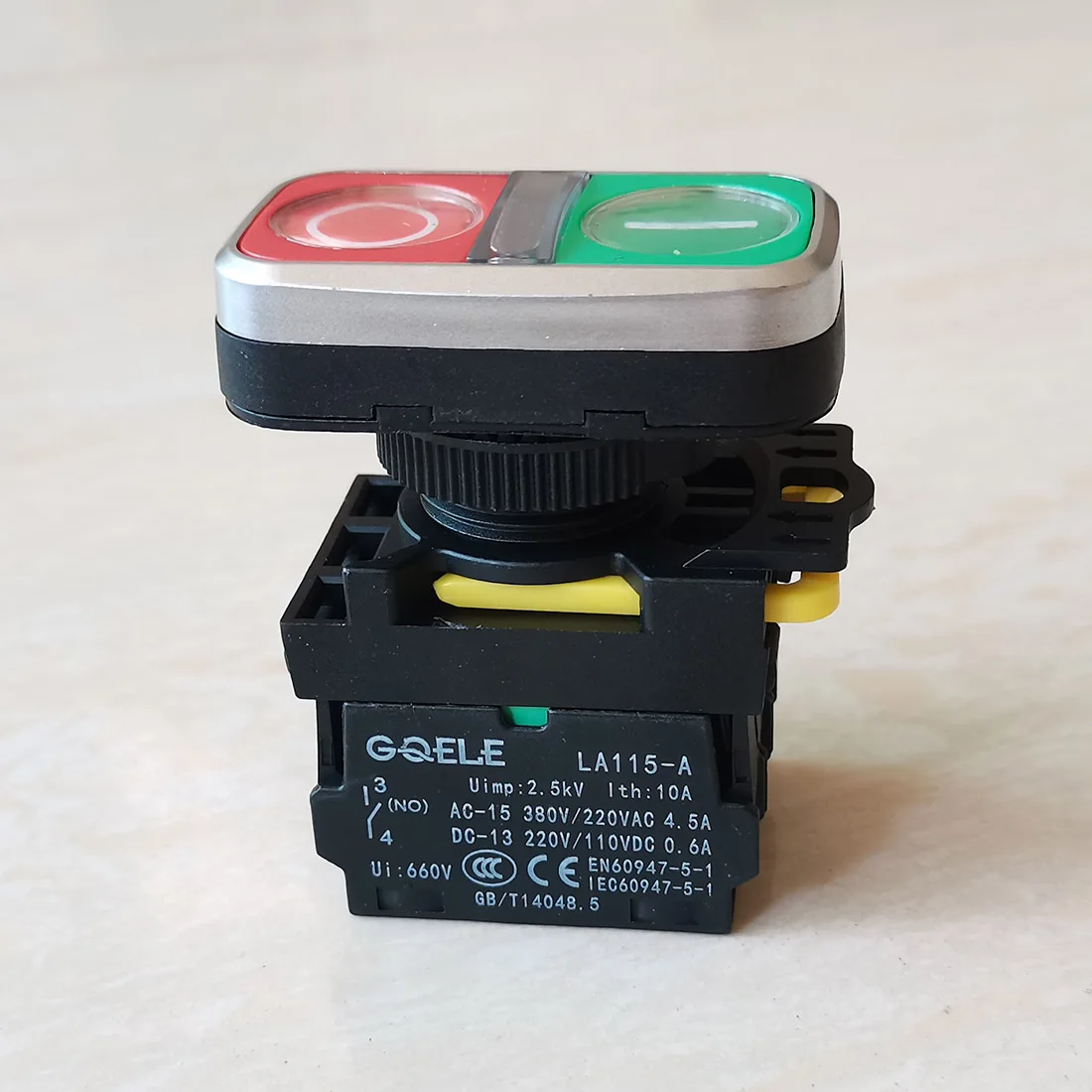 Interruptor da Restauração de Duas Posições dos Interruptores de Botão de Gqele La115-a para o ce Industrial do Ccc do Equipamento 380v 220vac 4.5a 220v 110vdc 0.6a