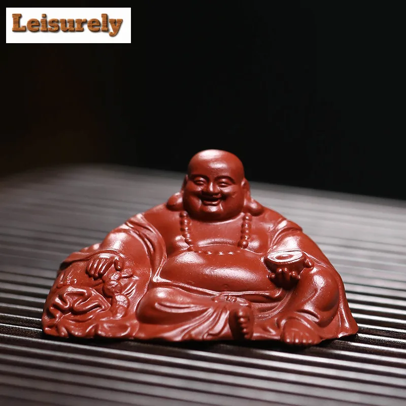 Purple Clay Maitreya Buddha Guanyin God Of Wealth Tea Pet Luxury Exquisite Miniature Tea Figurine Play Toys Tea Statue Ornaments