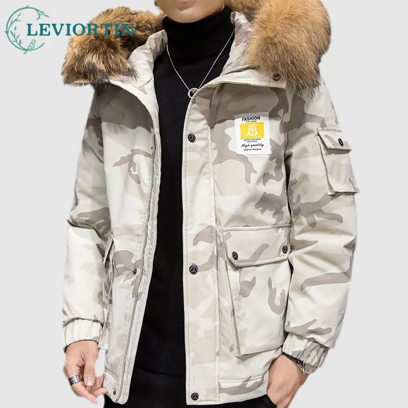 Winter Men's White Duck Down Jacket High Quality Camouflage Thickened