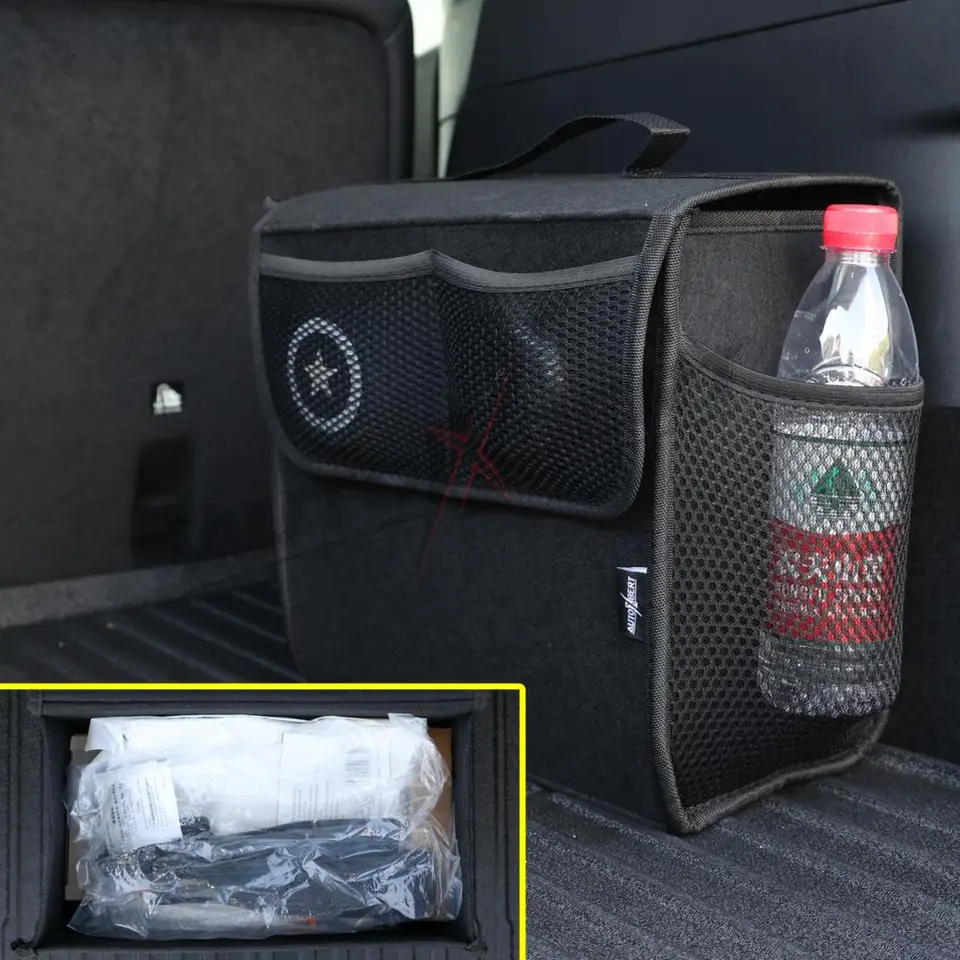 Organizer Per Bagagliaio Auto In Feltro – Scatola Pieghevole 50x24x15 Cm, Con Maniglia, Impermeabile E Antipolvere, Per Auto, SUV E Camion