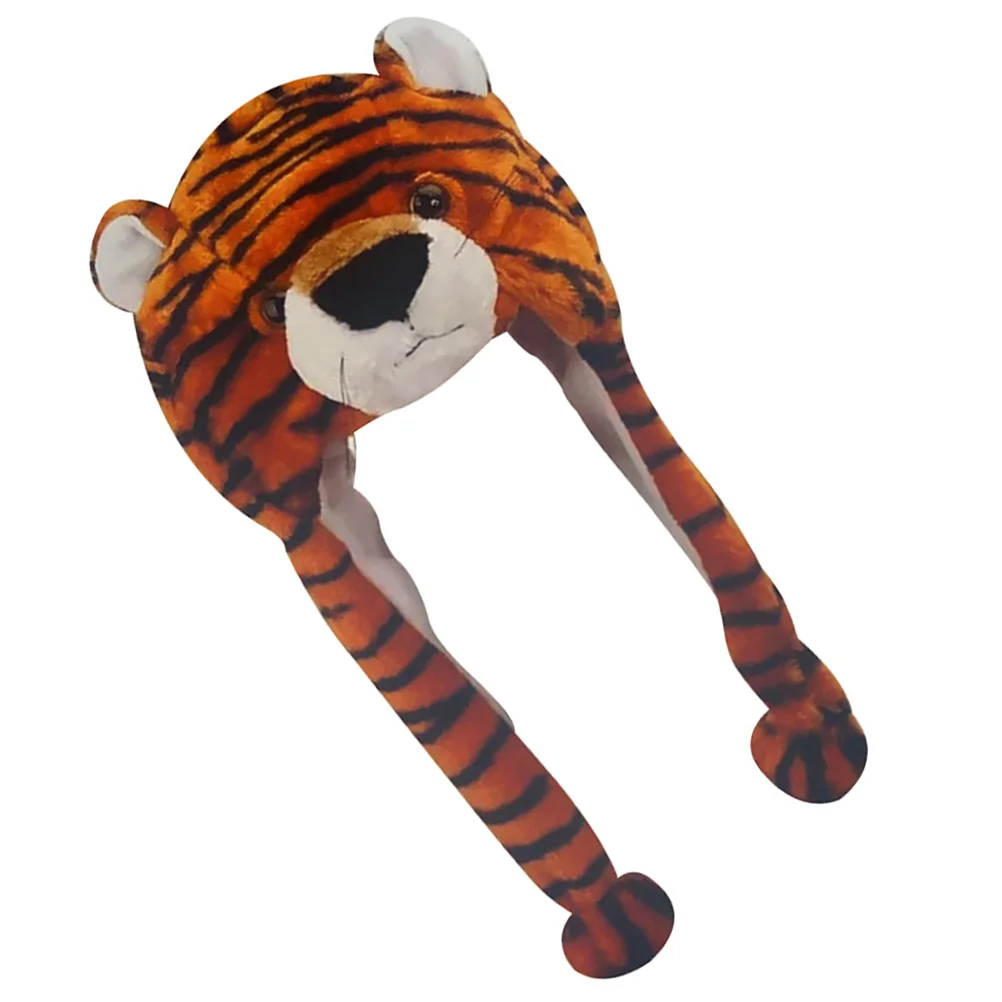 

Tiger Headgear Decorative Animal Hat Kids Plush Hat Velvet Accessory Elastic Adorable Parent-child