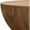 Solid Mango Wood Modern Industrial 34 Inch Wide Drum Coffee Table in Natural, Fully Assembled 4