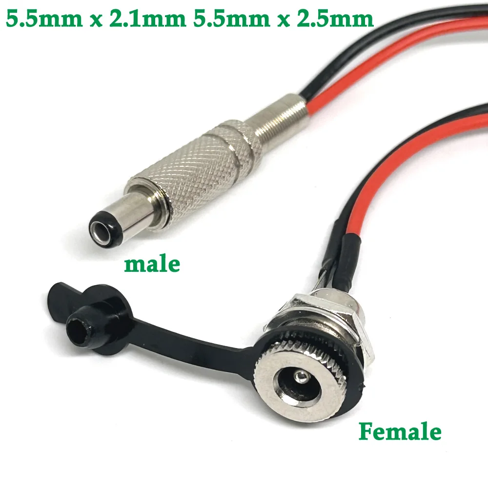 

50PCS/LOT Waterproof DC099 5.5*2.5mm 5.5*2.1mm 18AWG DC Power Jack Socket Female Panel Mount Connector MetalWith Nut Snap