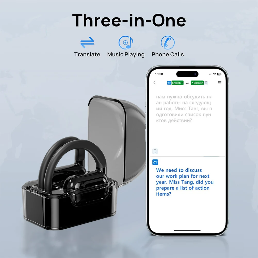 [AI Headphones] BL02 Bluetooth5.3 Translator Headphone Touch Control Translation Earbuds 144 Languages TWS Translator For Travel