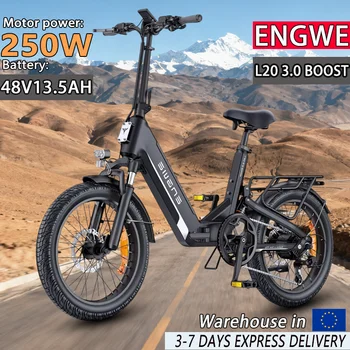 ENGWE L20 3.0 BOOST Bicicletta Elettrica 250W Motore 48V13AH Batteria Al Litio Freno A Disco Idraulico 20In Fat Tire Bici Elettrica Pieghevole