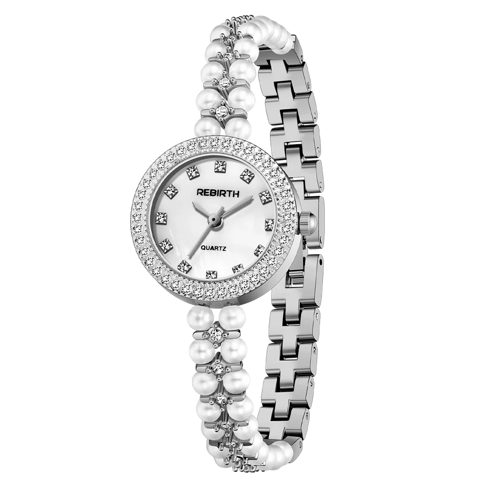 ساعة سوار فاخرة جديدة مرصعة باللؤلؤ، ساعة كوارتز ن...