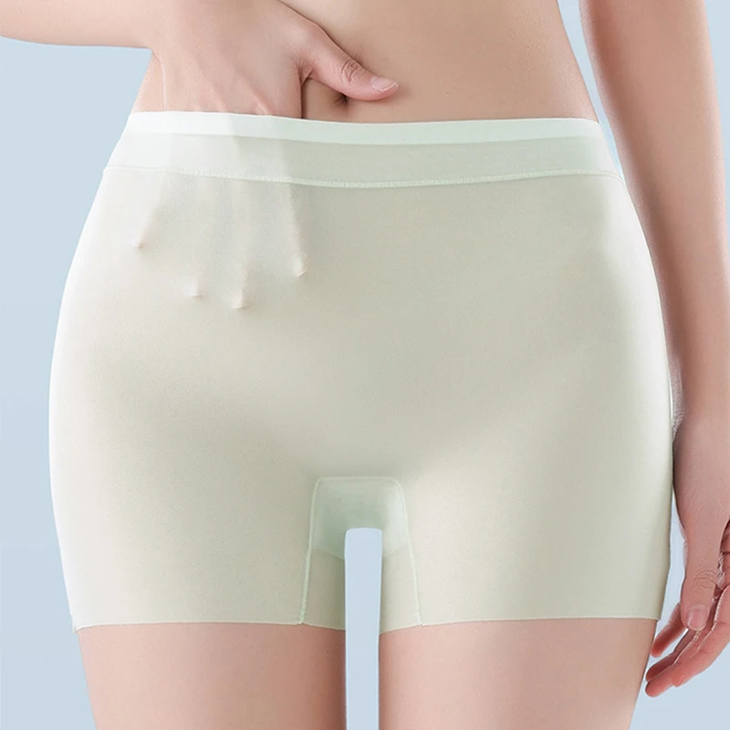 Women's Summer Panties Ice Silk Underwear Lingerie Large Size Thin Boyshorts Female Seamless Under The Skirt Safety Short Pants high waist panties seamless panties women shorts underwear