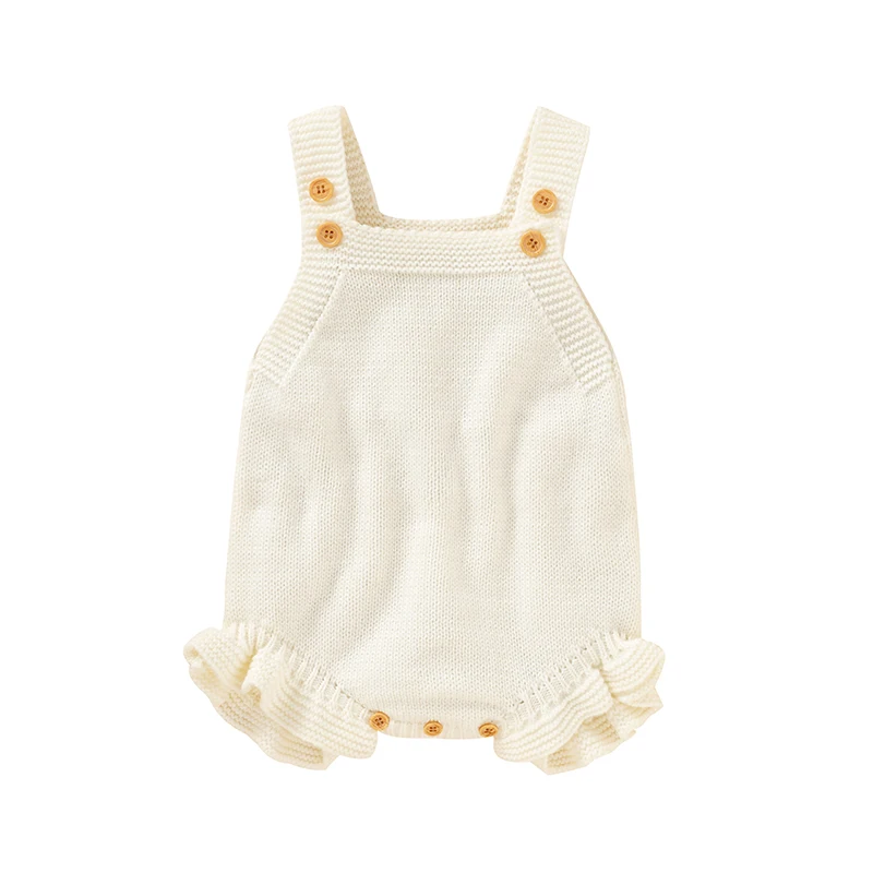 Knitted Acrylic Spaghetti Straps Sleeveless Baby Girls Summer Rompers Portable Infant Jumpsuit Toddler Bodysuit For 0-18 Months 1