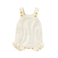 Knitted Acrylic Spaghetti Straps Sleeveless Baby Girls Summer Rompers Portable Infant Jumpsuit Toddler Bodysuit For 0-18 Months 1
