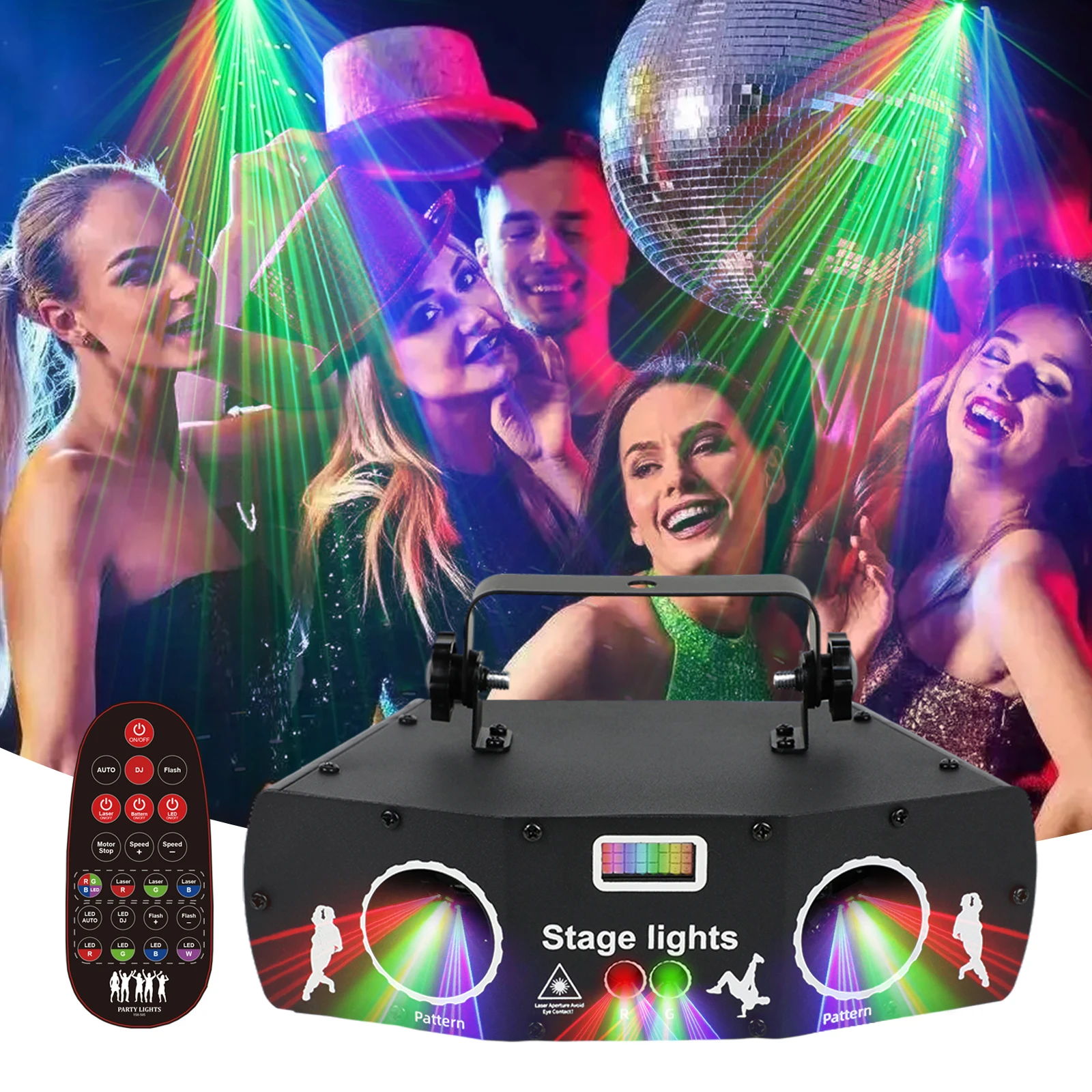 

Beams Disco DJ Stage Lights Laser DMX512 Controller Effect LED Strobe Party Light for Bar Performance Club Show Dance Birthday