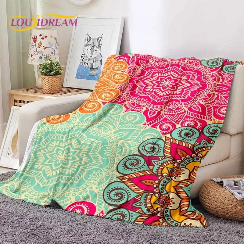 3D Mandala Yoga Flower Bohemia Meditation Soft Flannel Blankets Throw Blanket Picnic Beds Bedroom throw blanket