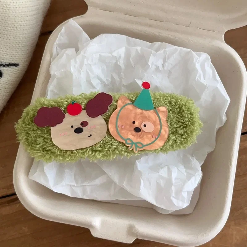 Lamb fur green bottom clip Puppy Cat