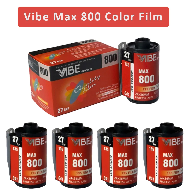 135 네거티브 필름 27EXP/롤 1/3/5/6 롤 VIBE Max 800 컬러 필름 ISO 800 VIBE 501F Kodak M35 카메라용(유통기한: 2027)