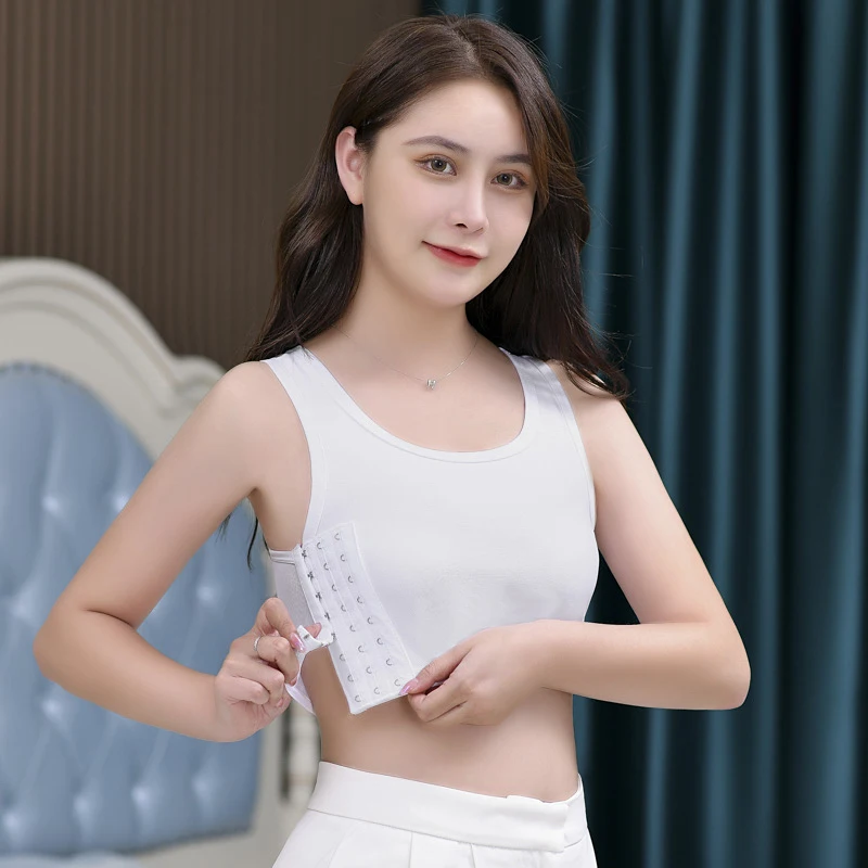 Women's Breathable Chest Breast Binder Side Buckle Short Vest Tomboy Tank Tops Wireless Wrap Bandage Shaping Underwear