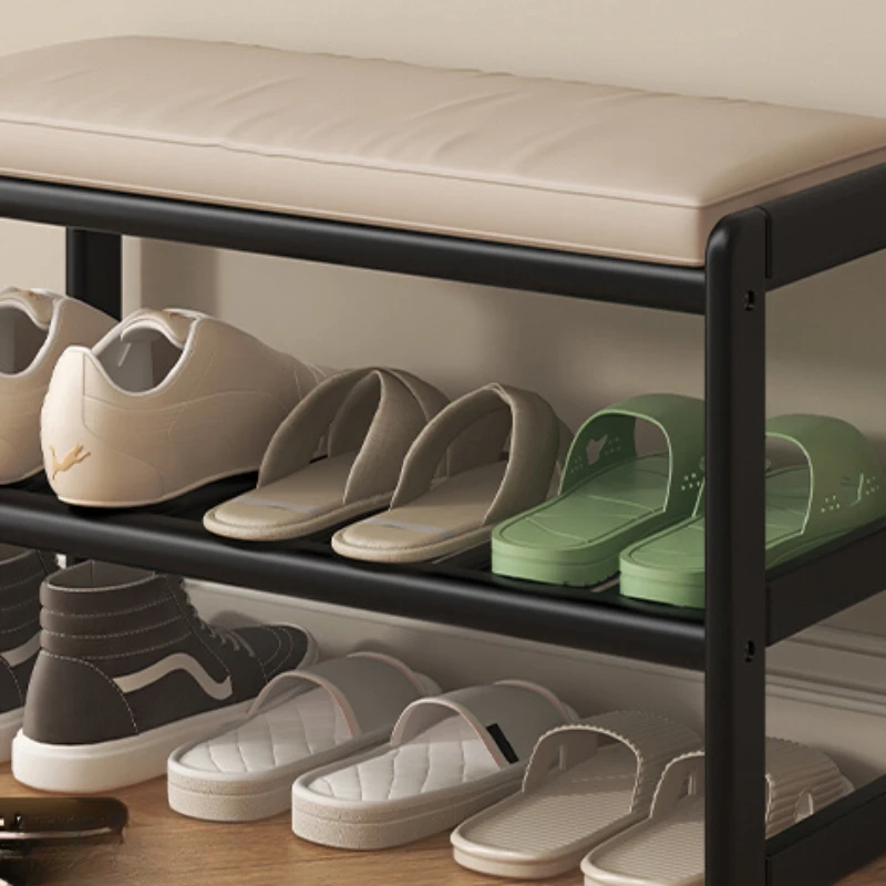 Solid wood stool for changing shoessimple household door wear shoe stool cushion sit-down house