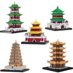 Cubes de construction de fameux modèles ancestraux d'architecture chinoise, mini pièces en diamant pour la tour, briques, cadeaux, jeux éducatifs pour enfants, 