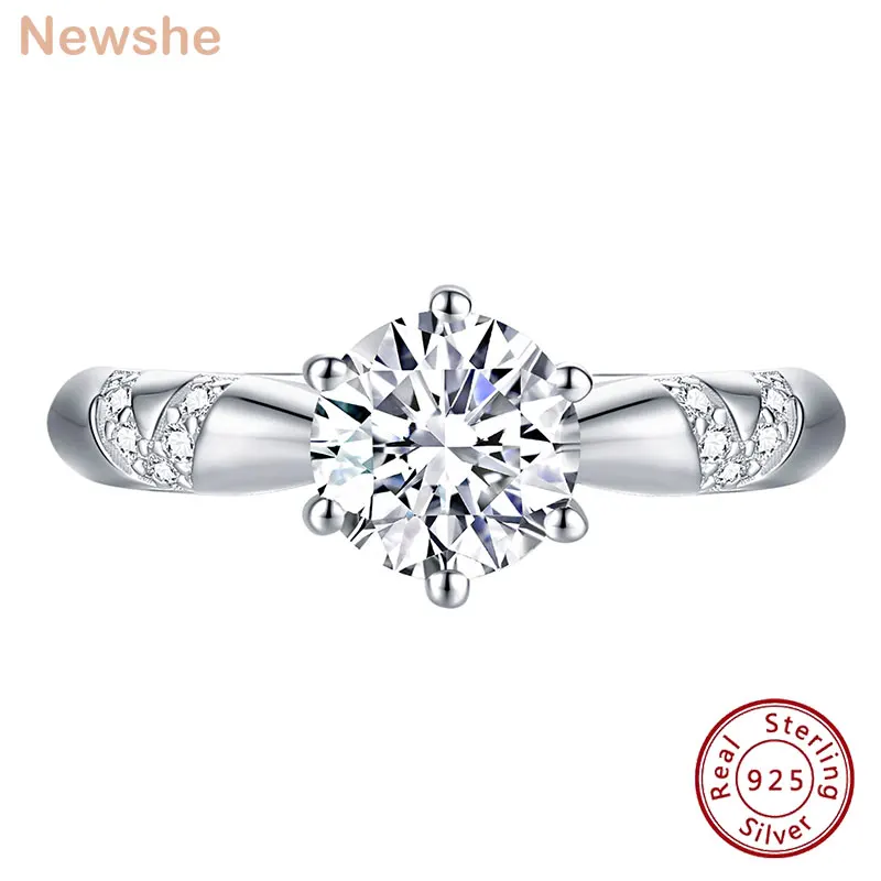 

Newshe 1.3CT Moissanite Engagement Rings For Women 925 Sterling Silver Brilliant Round Cut Wedding Ring Trendy Jewelry BR1314