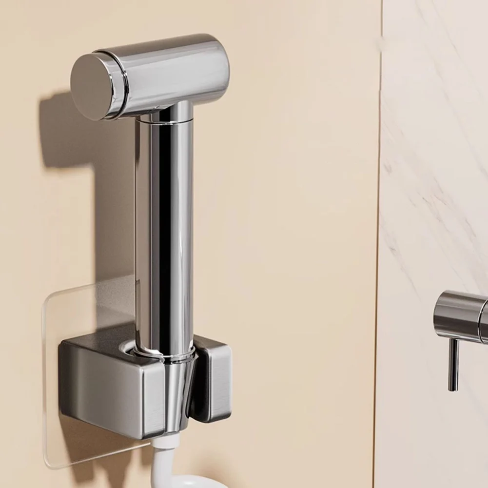Adjustable Shower Holder Polished Handheld Shower Head Holder Punch-Free Bathroom Wall Mount Bracket Fixing Accessories