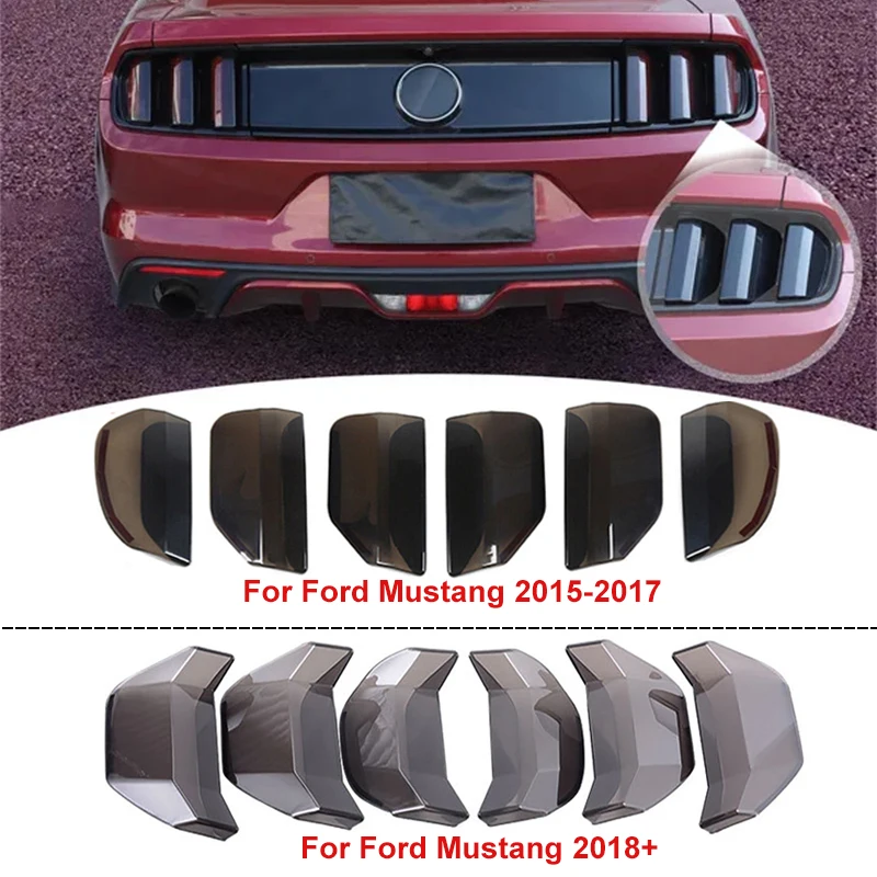 6pcs/set Smoked Car Rear Light Decoration Shell Taillight Cover for Ford Mustang 2015+