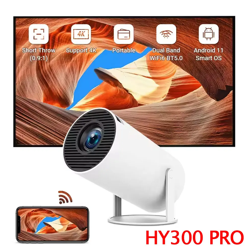 

Портативный проектор HY300 Pro Smart TV, видеопроектор Full HD 720P 4K, мини-проектор для домашнего кинотеатра, ЖК-дисплей, светодиодный проектор для фильмов, Android 11, Wi-Fi