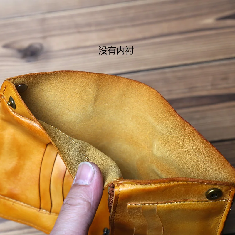 NZPJ Vintage Leather Men's Purse Top Layer Cowhide Bank Card Bag Women's Zipper Zero Purse Credit Card Bag Buckle Coin Bag