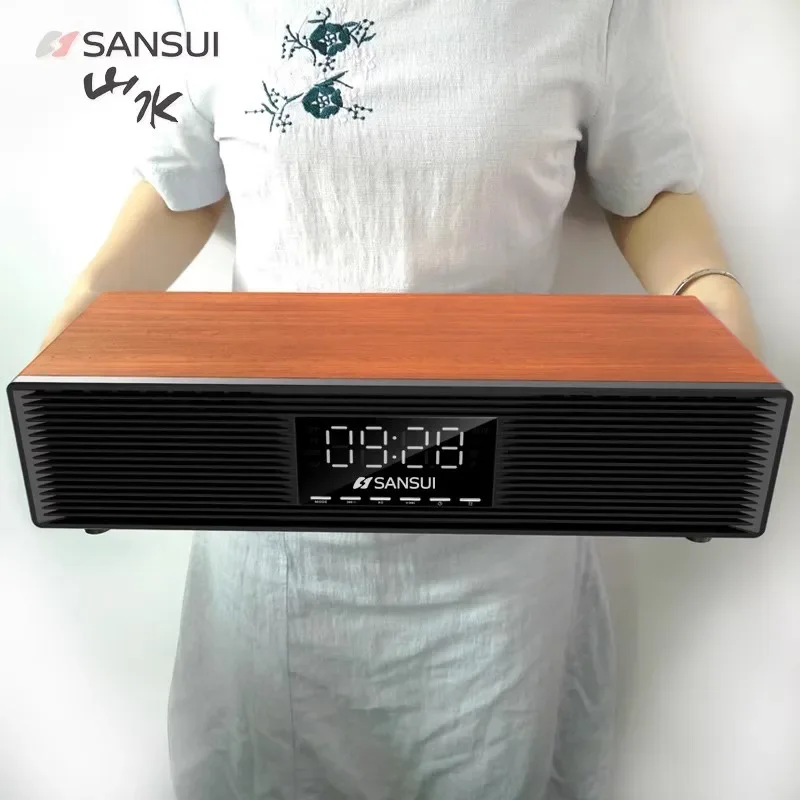 Sansui 400W Peak Power Wireless Blue-tooth Speakers Loud Surround Sound Desktop Computer Audio Home Subwoofer LED Clock Display