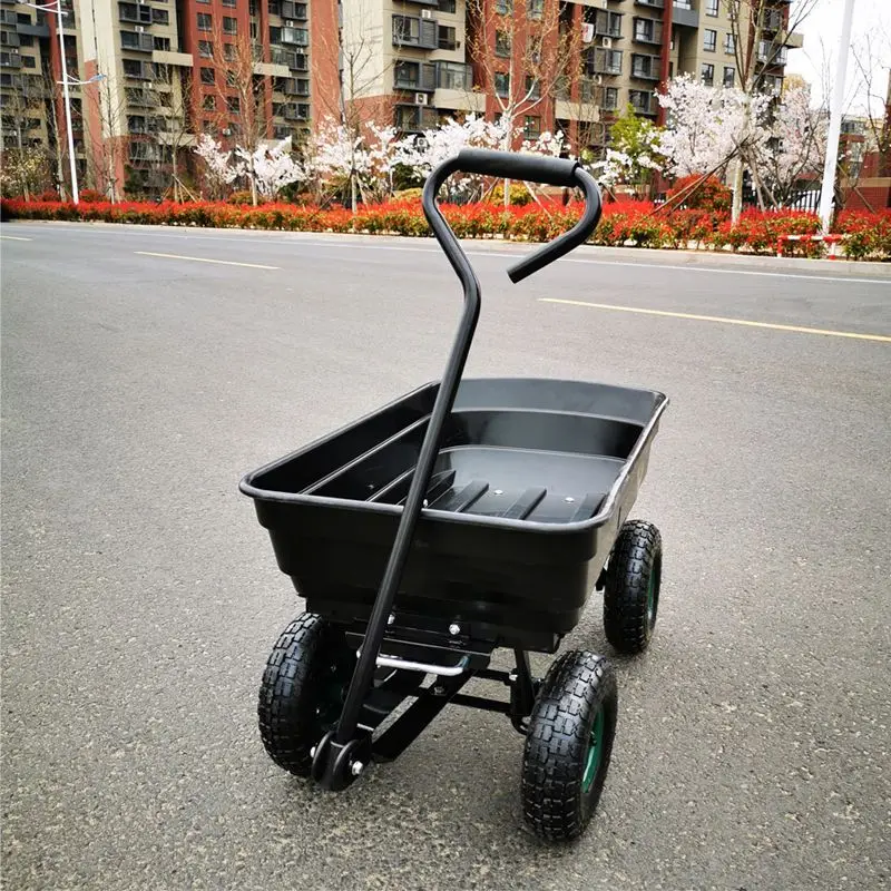 Four-wheeled Handcart Plastic Dump Truck Small Cart Agricultural Push Truck Household Hand Cart