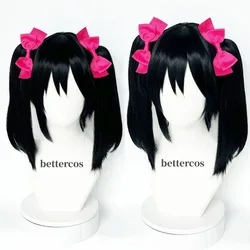 Anime LoveLive! Love Live Nico Yazawa Niko Short Black Ponytail Heat Resistant Hair Cosplay Costume Wigs