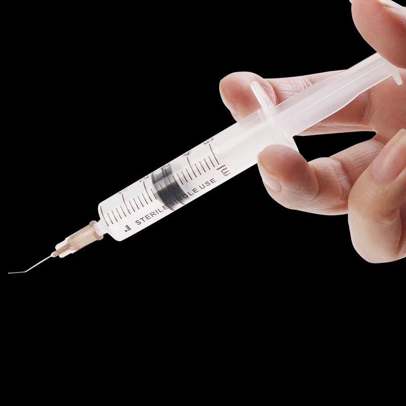 Disposable sterile irrigator tear duct flushing syringe 5ml ophthalmic dental 0.45 elbow flat head irrigation needle