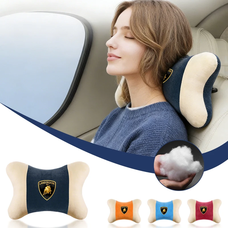 스티커 고급 스웨이드 머리 받침 쿠션 람보르기니 LP570 LP610 Urus LP700 LP770 Gallardo Aventador용 편안한 목 지지대