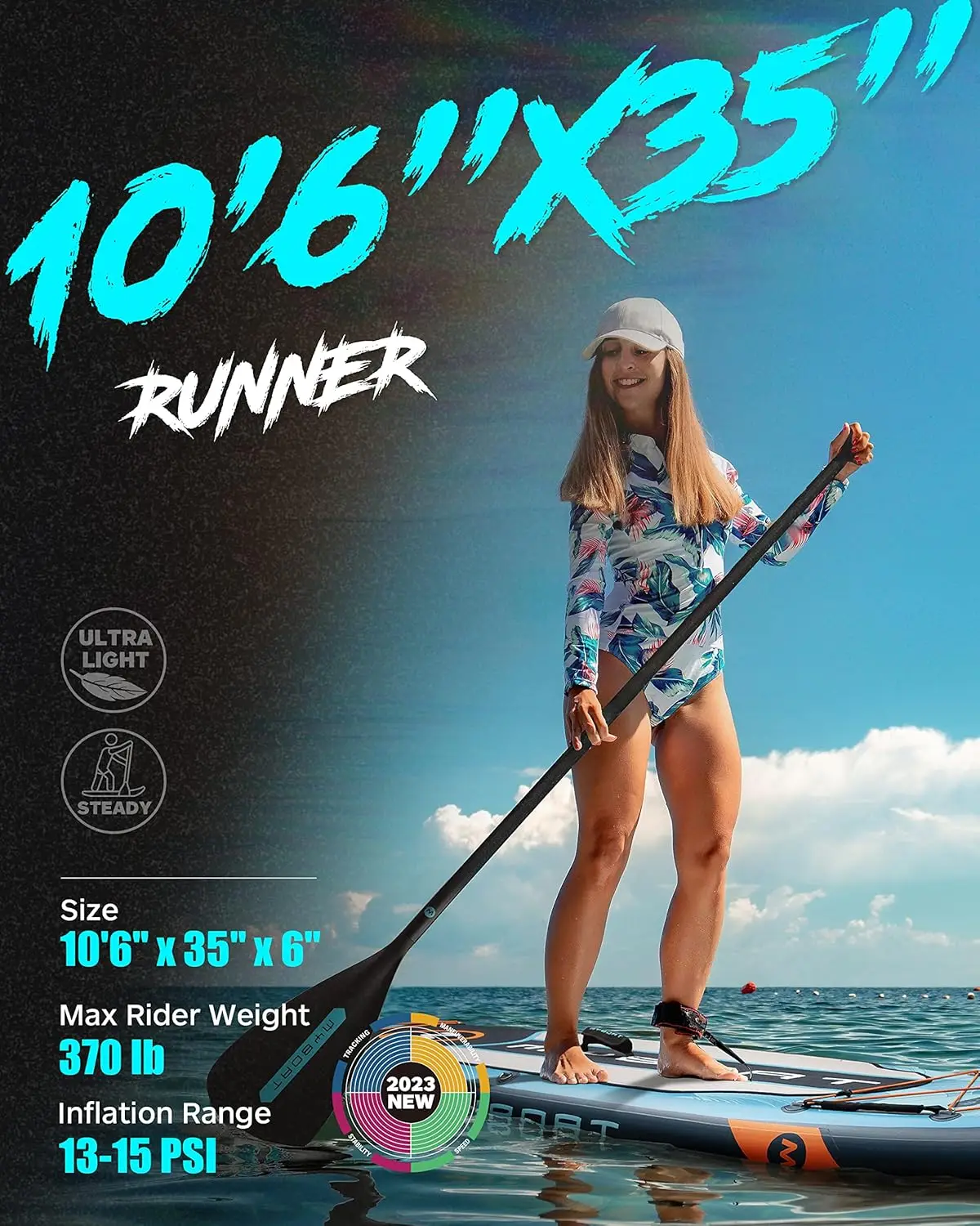 11'6"&times;34"&times;6" Paddle Board, Stand Up Paddle Board for Fishing, Sup Board with 3 Removable Fins, Dual Bungee
