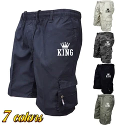Newest King Printed Camouflage Short Pants Summer Men's Cargo Shorts Casual Loose Drawstring Shorts Tactical Shorts