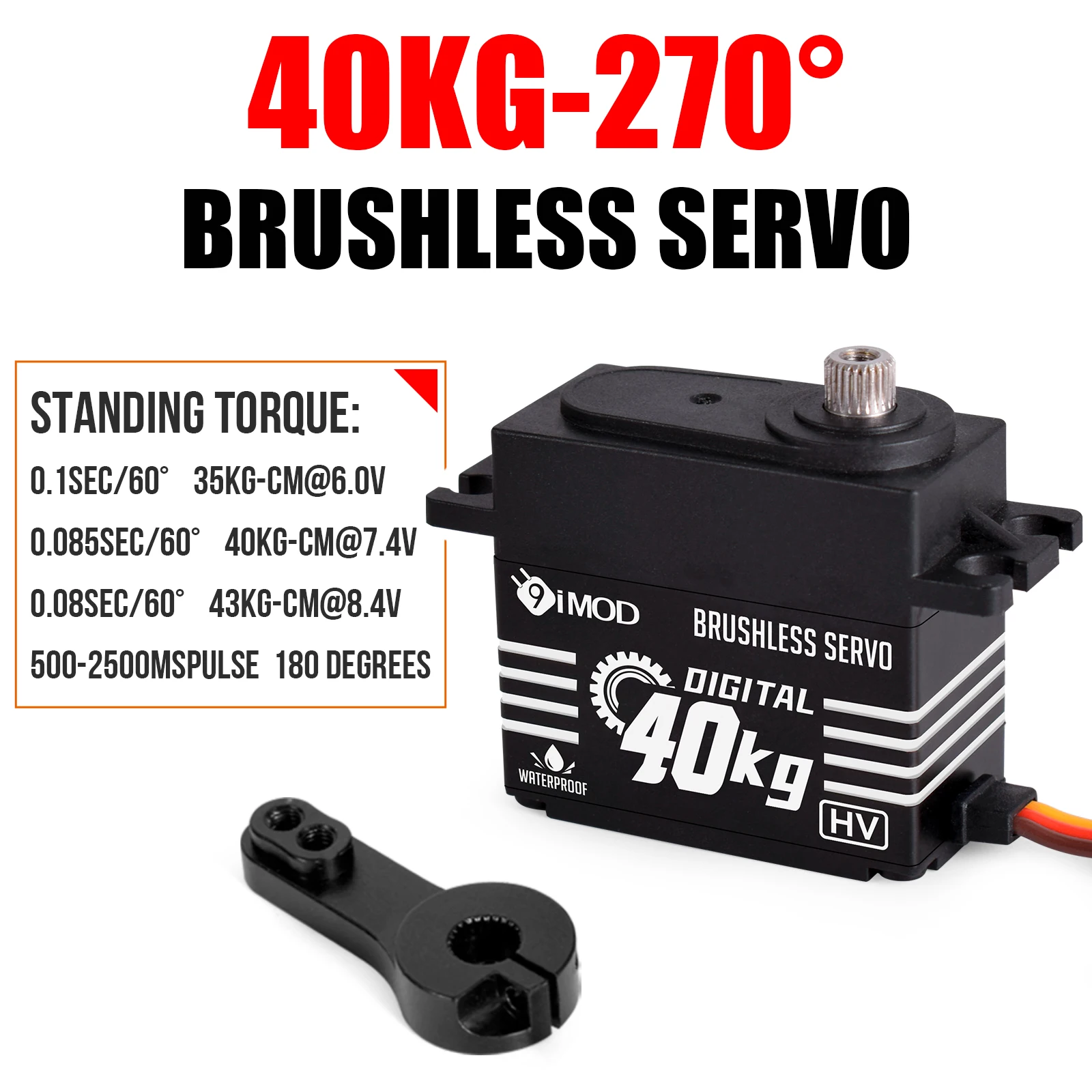 Brushless Servo 20KG-40KG Waterproof Metal Gear for 1/8 1/10 RC Crawler