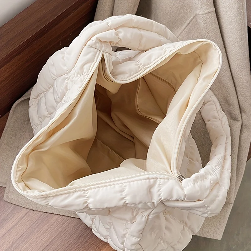 Women Padded Large Capacity Crossbody Bag Checkered Puffer Quilted Shoulder Bag Hobo Bag for Work Commuting Daily Leisure Use