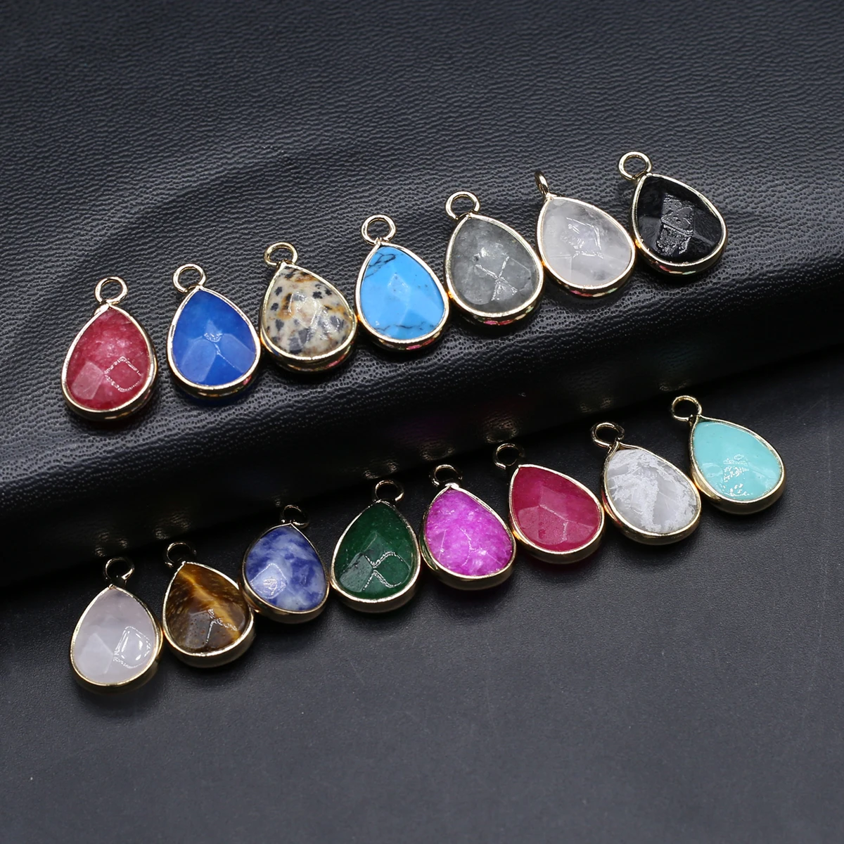 

15PCS Natural Semiprecious Stone Random Color Water Droplet Pendant 19x11mm Jewelry Making DIY Necklace Earrings Accessories