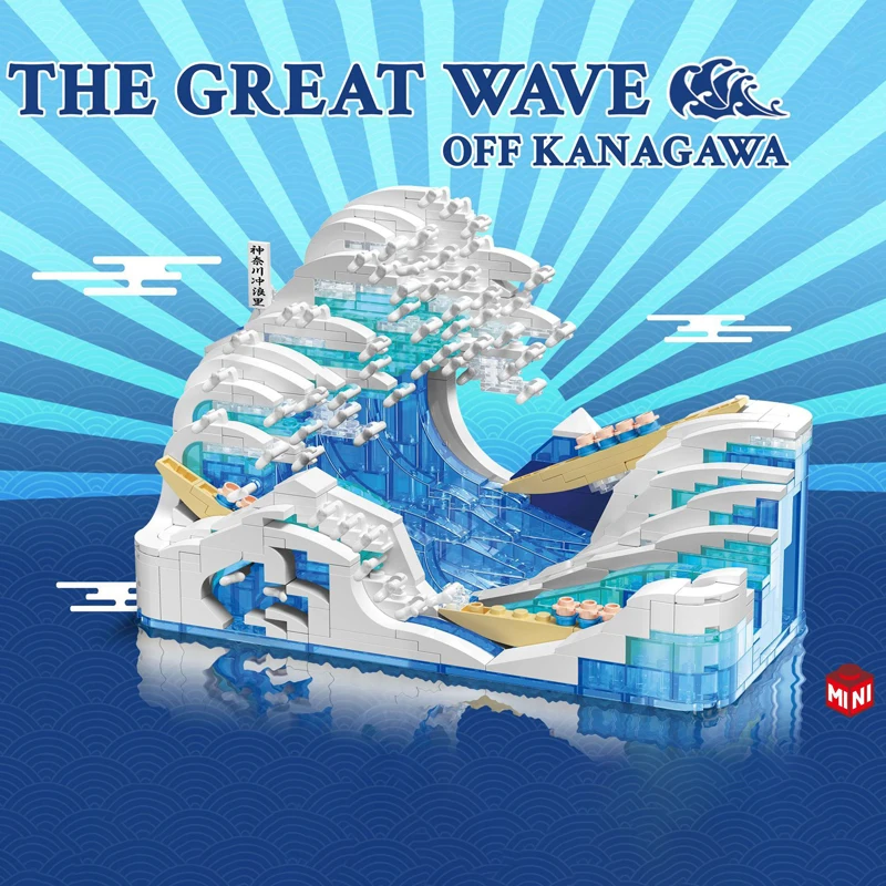 

Building Block Kanagawa Surfing Ocean Fish Tank Model Assembly Mini Particle Toys Can Hold Water Birthday Boys Gifts For Friends