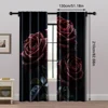 2pcs, Print Curtains 2D print Black and Golden Rose Durable 100% Polyester Fabric (without rod) Thermal Insulation, and Room 5