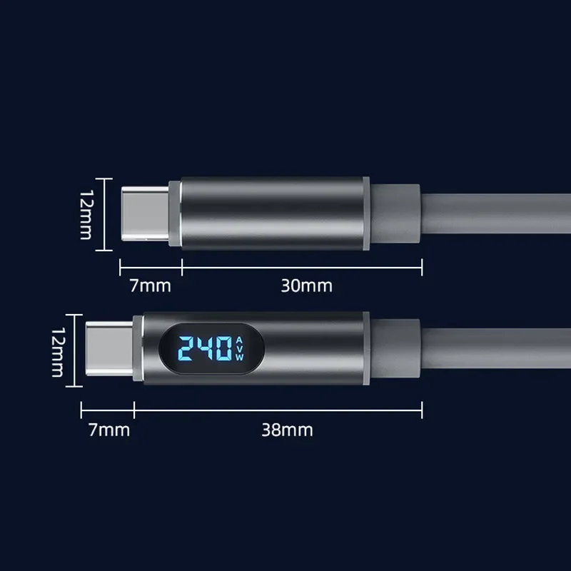 รูปสินค้า สายชาร์จ Type-C 240W พร้อมจอพลังงาน สำหรับ iPhone 15/16/17 Samsung Huawei