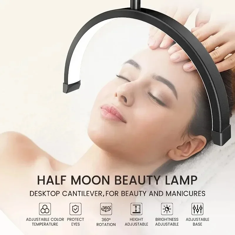 Cantilever Rotating Folding Half Moon Circular Fill Light Beauty Salon Lighting Lamp Embroidered Eyebrow Manicure Fill Light