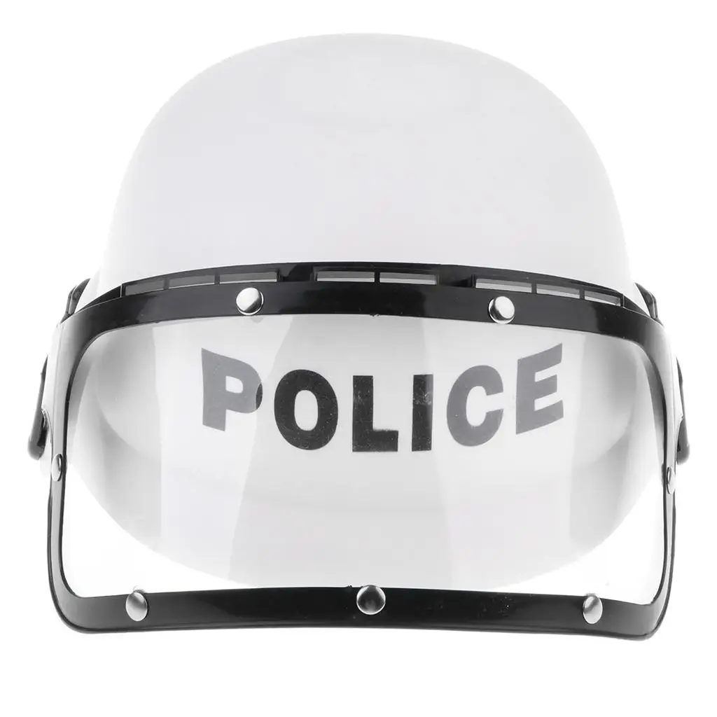 Kids Police Riot Helmet Cop Motorcycle Visor Hat Fancy Dress