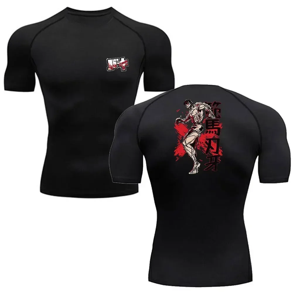 Sports Tight T-shirt Anime Men's Compression Tshirt Fitness Sport Running Tight Gym TShirts Athletic Quick Dry Summer Tops Tee 4