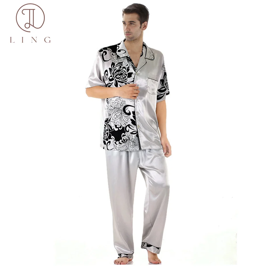 

Mens Silk Satin Pajamas Set Pajama Pyjamas Set PJS Sleepwear Set Loungewear Home Clothes Nightwear Pyjamas for Mens Plus Size