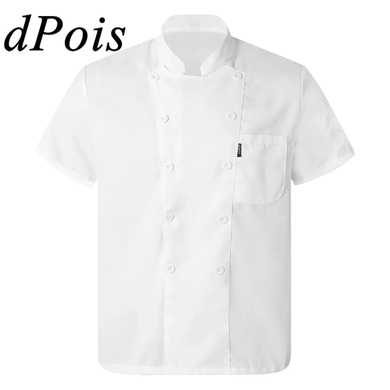 Unisex Chef Jacket Mens Womens Short Sleeve Stand Collar Chef Coat Canteen Restaurant Hotel Cook Uniform Catering Work Shirt unisex chef jacket mens short sleeve chef jacket restaurant kitchen soft uniform restaurant hotel cooking clothes catering chef